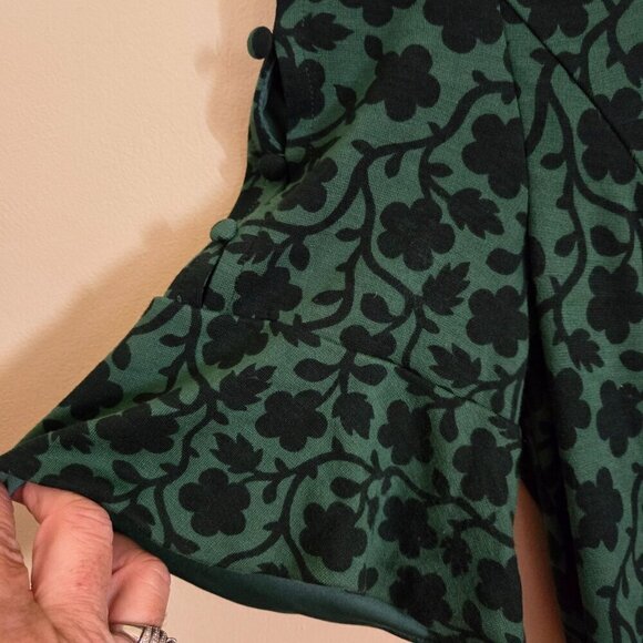 Boden Alexis Green Floral Jersey Fit N Flare Dress Size 6 - Picture 6 of 10